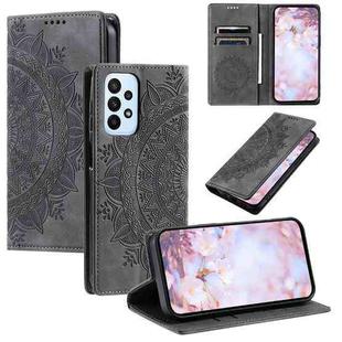 For Samsung Galaxy A72 Totem Embossed Magnetic Leather Phone Case(Grey)