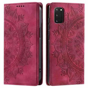 For Samsung Galaxy S20 Totem Embossed Magnetic Leather Phone Case(Red)