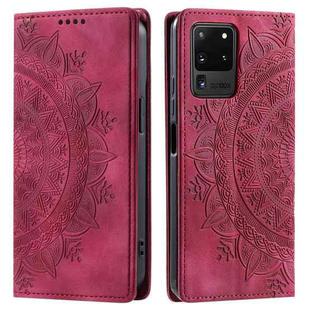 For Samsung Galaxy S20 Ultra Totem Embossed Magnetic Leather Phone Case(Red)
