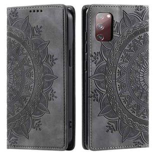 For Samsung Galaxy S20 FE 4G / 5G Totem Embossed Magnetic Leather Phone Case(Grey)