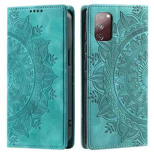 For Samsung Galaxy S20 FE 4G / 5G Totem Embossed Magnetic Leather Phone Case(Green)