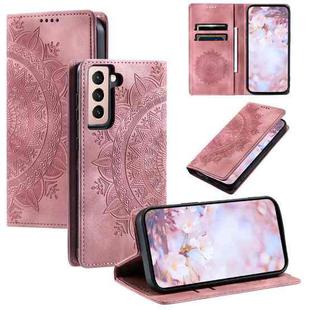 For Samsung Galaxy S21+ 5G Totem Embossed Magnetic Leather Phone Case(Rose Gold)