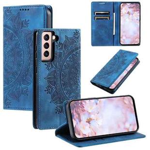 For Samsung Galaxy S22 5G Totem Embossed Magnetic Leather Phone Case(Blue)