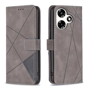 For Infinix Hot 30 Magnetic Buckle Rhombus Texture Leather Phone Case(Grey)