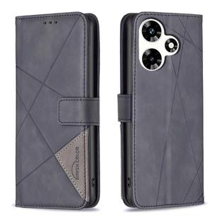 For Infinix Hot 30 Magnetic Buckle Rhombus Texture Leather Phone Case(Black)