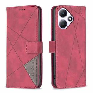 For Infinix Hot 30 Play NFC Magnetic Buckle Rhombus Texture Leather Phone Case(Red)