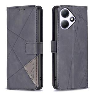 For Infinix Hot 30 Play NFC Magnetic Buckle Rhombus Texture Leather Phone Case(Black)
