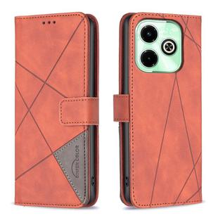 For Infinix Hot 40i Magnetic Buckle Rhombus Texture Leather Phone Case(Brown)