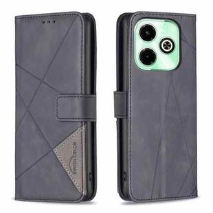 For Infinix Hot 40i Magnetic Buckle Rhombus Texture Leather Phone Case(Black)