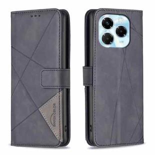 For Infinix Note 40X 5G Magnetic Buckle Rhombus Texture Leather Phone Case(Black)