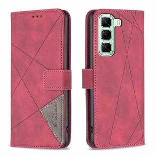 For Infinix Hot 50 5G Magnetic Buckle Rhombus Texture Leather Phone Case(Red)