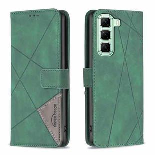 For Infinix Hot 50 5G Magnetic Buckle Rhombus Texture Leather Phone Case(Green)