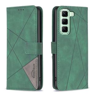 For Infinix Hot 50 4G Magnetic Buckle Rhombus Texture Leather Phone Case(Green)