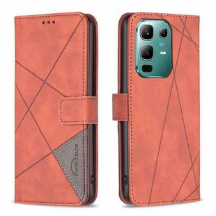 For Infinix Note 50X 5G Magnetic Buckle Rhombus Texture Leather Phone Case(Brown)