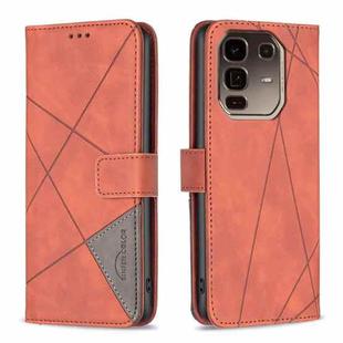 For Infinix Note 50 Pro+ 5G Magnetic Buckle Rhombus Texture Leather Phone Case(Brown)