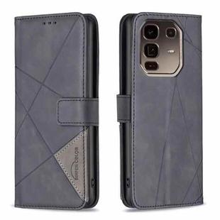 For Infinix Note 50 Pro+ 5G Magnetic Buckle Rhombus Texture Leather Phone Case(Black)