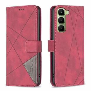 For Infinix Hot 60 Pro+ 4G Magnetic Buckle Rhombus Texture Leather Phone Case(Red)