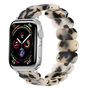 For Apple Watch SE 2023 44mm Stretch Rope Resin Watch Band(Dark Brown White)