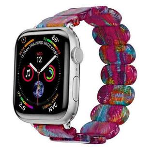 For Apple Watch SE 2023 44mm Stretch Rope Resin Watch Band(Pearlescent Rainbow)