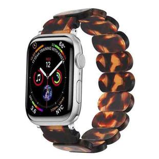 For Apple Watch SE 2022 44mm Stretch Rope Resin Watch Band(Tortoiseshell)