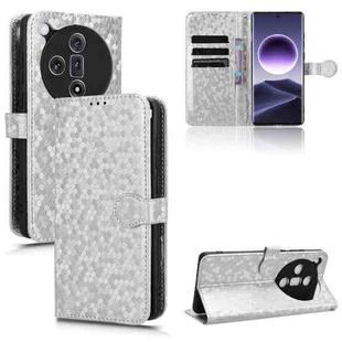 For OPPO Find X7 Honeycomb Dot Texture Leather Phone Case(Silver)