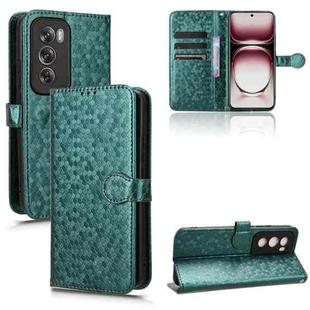 For OPPO Reno12 5G Global Honeycomb Dot Texture Leather Phone Case(Green)
