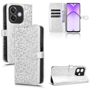 For OPPO A3x 5G India Honeycomb Dot Texture Leather Phone Case(Silver)