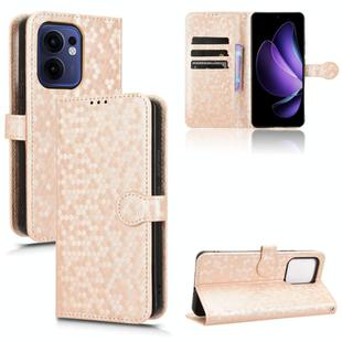 For OPPO Reno13 F 4G / 5G Honeycomb Dot Texture Leather Phone Case(Gold)