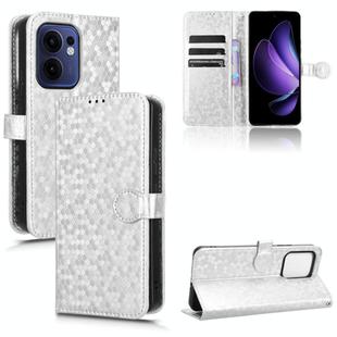 For OPPO Reno13 F 4G / 5G Honeycomb Dot Texture Leather Phone Case(Silver)