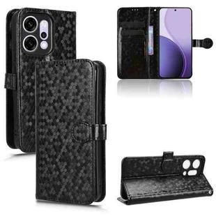 For OPPO Reno14 Global Honeycomb Dot Texture Leather Phone Case(Black)