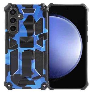 For Samsung Galaxy S23 FE 5G Camouflage Armor Kickstand TPU + PC Magnetic Phone Case(Dark Blue)