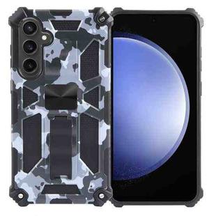 For Samsung Galaxy S23 FE 5G Camouflage Armor Kickstand TPU + PC Magnetic Phone Case(Grey)