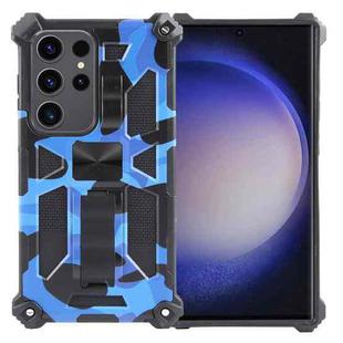 For Samsung Galaxy S24 Ultra 5G Camouflage Armor Kickstand TPU + PC Magnetic Phone Case(Dark Blue)