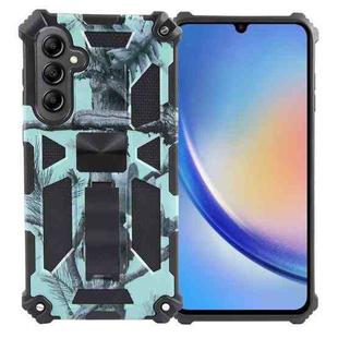 For Samsung Galaxy A35 Camouflage Armor Kickstand TPU + PC Magnetic Phone Case(Mint Green)