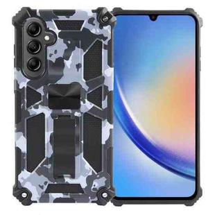 For Samsung Galaxy A35 Camouflage Armor Kickstand TPU + PC Magnetic Phone Case(Grey)