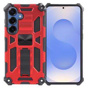 For Samsung Galaxy S25 5G Armor Shockproof TPU + PC Magnetic Phone Case with Holder(Red)