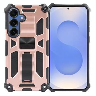 For Samsung Galaxy S25+ 5G Armor Shockproof TPU + PC Magnetic Phone Case with Holder(Rose Gold)