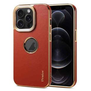 For iPhone 12 / 12 Pro Denior Fragrant Calf Texture Electroplating Phone Case(Maroon Red)