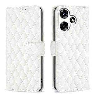 For Infinix Hot 30 Diamond Lattice Wallet Flip Leather Phone Case(White)