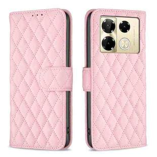For Infinix Note 40 Pro 4G/5G/40 Pro+ 5G Diamond Lattice Wallet Flip Leather Phone Case(Pink)