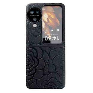 For OPPO Find N3 Flip Impression Flower Pattern Protective Phone Case(Black)