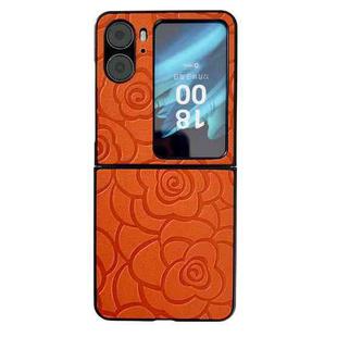 For OPPO Find N2 Flip Impression Flower Pattern Protective Phone Case(Orange)