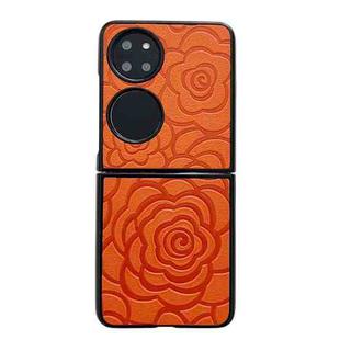 For Huawei P50 Impression Flower Pattern Protective Phone Case(Orange)
