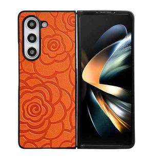 For Samsung Galaxy Z Fold5 Impression Flower Pattern Protective Phone Case(Orange)