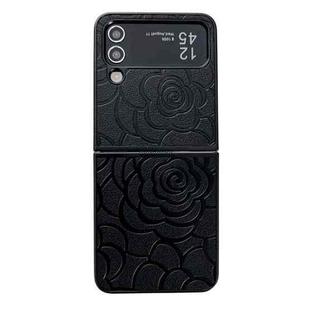 For Samsung Galaxy Z Flip3 Impression Flower Pattern Protective Phone Case(Black)