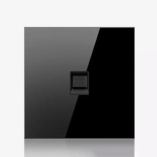 86mm Round LED Tempered Glass Switch Panel, Black Round Glass, Style:Telephone Socket