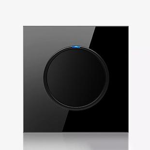 86mm Round LED Tempered Glass Switch Panel, Black Round Glass, Style:One Billing Control