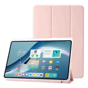 For Huawei Matepad 11 Pro 2022 Clear Acrylic 3-Fold Leather Tablet Case(Pink)