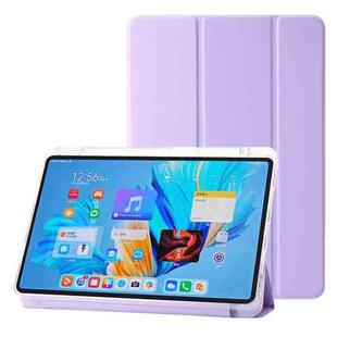 For Huawei Matepad 11 Pro 2022 Clear Acrylic 3-Fold Leather Tablet Case(Purple)