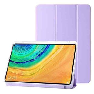 For Huawei Matepad 10.8 Clear Acrylic 3-Fold Leather Tablet Case(Purple)